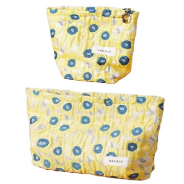 Yellow Floral Jacquard Makeup Bag