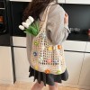 Boho Hollow Knit Shoulder Tote Bag