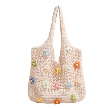 Boho Hollow Knit Shoulder Tote Bag