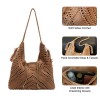 Boho Hollow Woven Drawstring Shoulder Bag with Tassel
