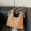Boho Hollow Woven Drawstring Shoulder Bag with Tassel