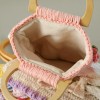 Handmade Crochet Camellia Handbag with Wooden Handle