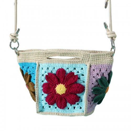 Handmade Crochet Gesang Flower Dumpling Crossbody Bag 