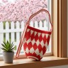 Handmade Crochet Red Diamond Shoulder Tote Bag