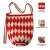 Handmade Crochet Red Diamond Shoulder Tote Bag