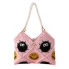 Handmade Double-Sided Crochet Smiley Soot Handbag