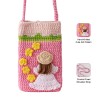 Handmade Oil Painting Girl Crochet Crossbody Phone Bag