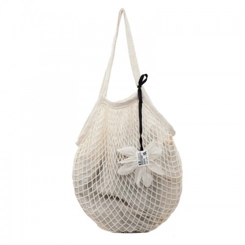 Hollow Knit Floral Tote Bag