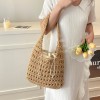 Hollow Woven Drawstring Tote Shoulder Bag