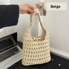Hollow Woven Drawstring Tote Shoulder Bag