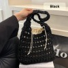 Hollow Woven Drawstring Tote Shoulder Bag
