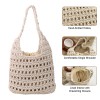 Hollow Woven Drawstring Tote Shoulder Bag