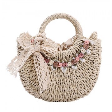 Straw Basket Crossbody Bag for Women