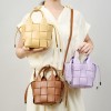 Handwoven Leather Basket Bucket Crossbody Bag