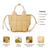 Handwoven Leather Basket Bucket Crossbody Bag