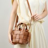 Handwoven Leather Basket Bucket Crossbody Bag