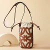 Hollow Leather Drawstring Bucket Crossbody Phone Bag