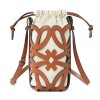 Hollow Leather Drawstring Bucket Crossbody Phone Bag