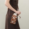 Hollow Leather Drawstring Bucket Crossbody Phone Bag