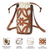 Hollow Leather Drawstring Bucket Crossbody Phone Bag
