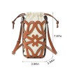Hollow Leather Drawstring Bucket Crossbody Phone Bag