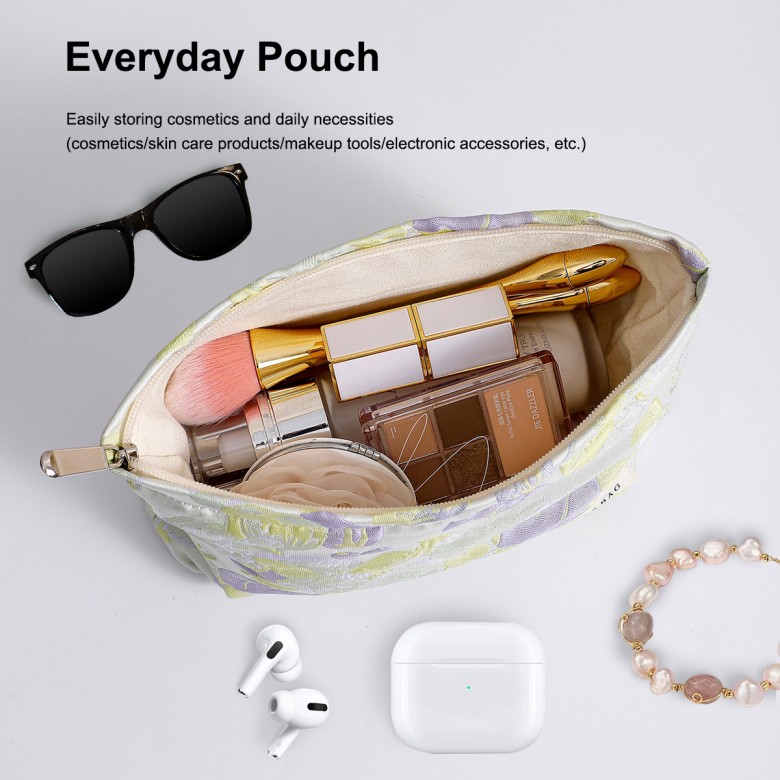 Fresh Green Purple Floral Makeup Pouch Fresh Green Purple Floral Makeup Pouch