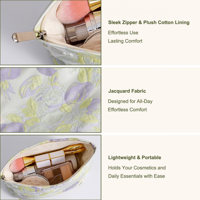 Fresh Green Purple Floral Makeup Pouch Fresh Green Purple Floral Makeup Pouch