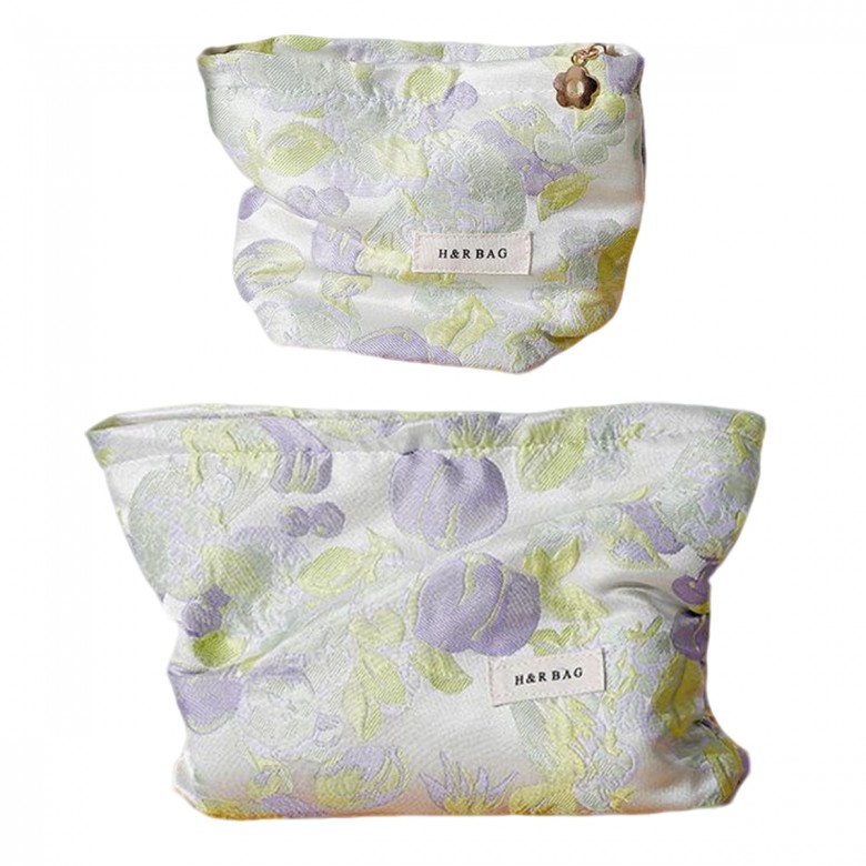 Fresh Green Purple Floral Makeup Pouch Fresh Green Purple Floral Makeup Pouch