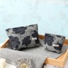 Dark Blue Floral Makeup Pouch