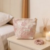 Embossed Pink Floral Makeup Pouch