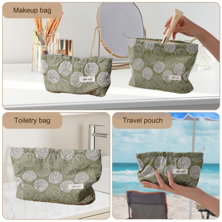 Forest Green Floral Embroidered Makeup Pouch Forest Green Floral Embroidered Makeup Pouch
