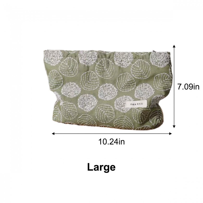 Forest Green Floral Embroidered Makeup Pouch Forest Green Floral Embroidered Makeup Pouch