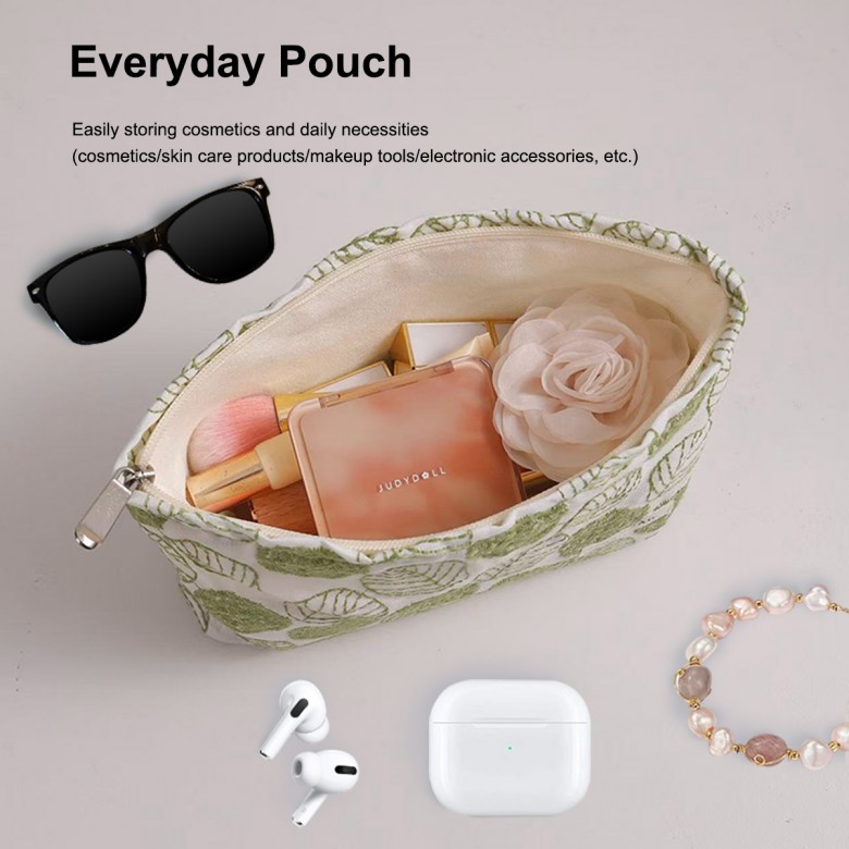 Fresh Cotton Linen Embroidered Makeup Pouch Fresh Cotton Linen Embroidered Makeup Pouch