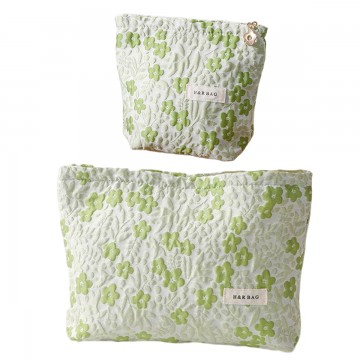 Light Green Floral Makeup Pouch