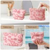 Pink Plush Heart Cosmetic Pouch