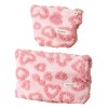 Pink Plush Heart Cosmetic Pouch