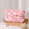 Pink Plush Heart Cosmetic Pouch