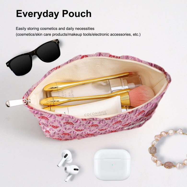 Rose Pink Heart Makeup Pouch Rose Pink Heart Makeup Pouch