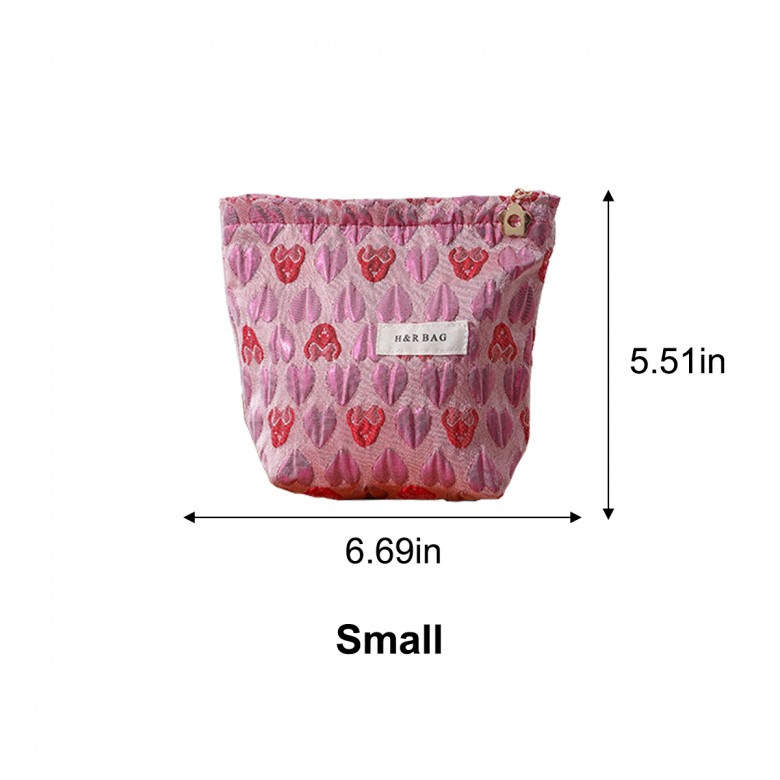Rose Pink Heart Makeup Pouch Rose Pink Heart Makeup Pouch