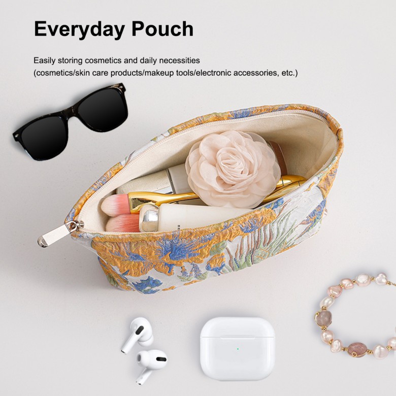 Yellow Floral Makeup Pouch Yellow Floral Makeup Pouch