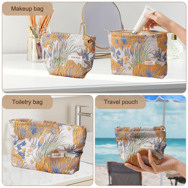 Yellow Floral Makeup Pouch Yellow Floral Makeup Pouch