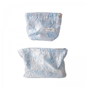Blue Floral Makeup Bag Set 2PCS
