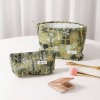 Embroidered Canvas Cosmetic Bag Set 2PCS
