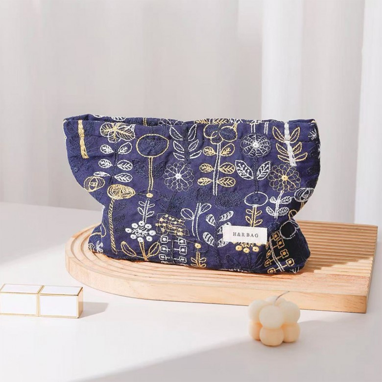 Embroidered Cotton Linen Makeup Bag Embroidered Cotton Linen Makeup Bag