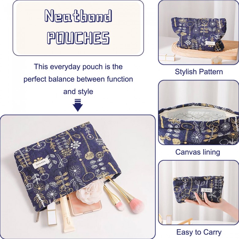 Embroidered Cotton Linen Makeup Bag Embroidered Cotton Linen Makeup Bag