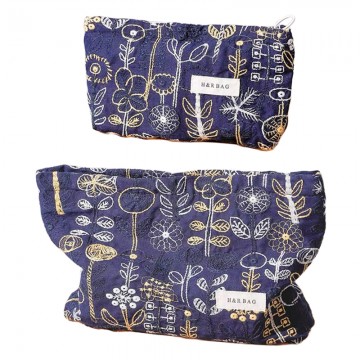 Embroidered Cotton Linen Makeup Bag