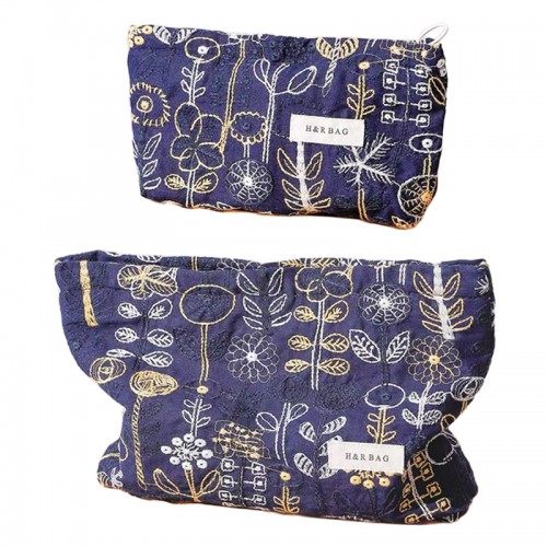 Embroidered Cotton Linen Makeup Bag
