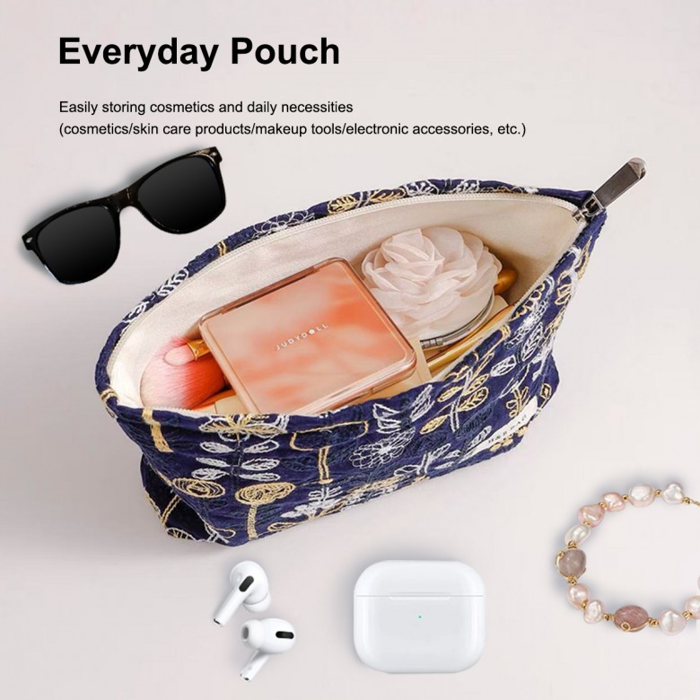 Embroidered Cotton Linen Makeup Bag Embroidered Cotton Linen Makeup Bag