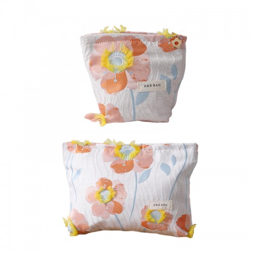 Floral Makeup Pouch Set for Purse 2PCS