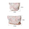Pink Floral Canvas Makeup Bag Set 2PCS